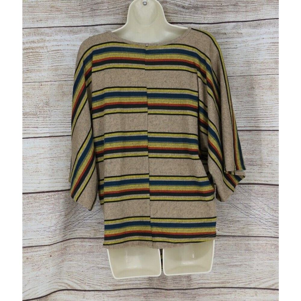 Vine & Love Womens Size Small Medium Large Striped Sweater Tan Beige Red Black - Picture 5 of 6